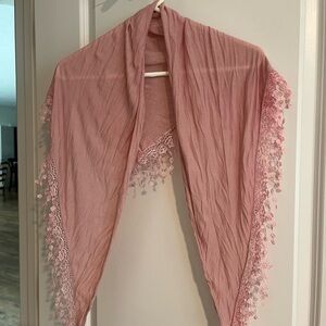 Pink Lace Trim Scarf